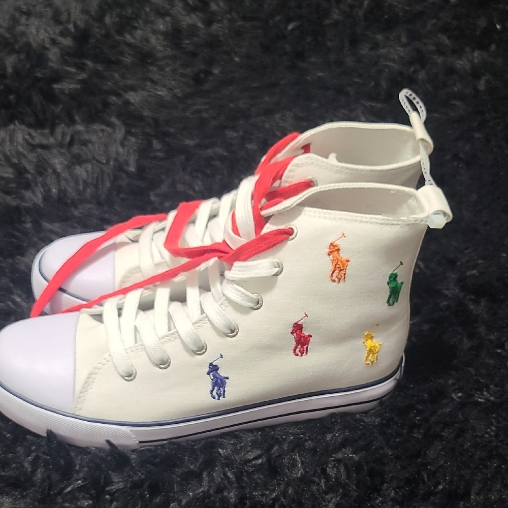 Polo by Ralph Lauren White Sneakers with Multicolor Embroidery